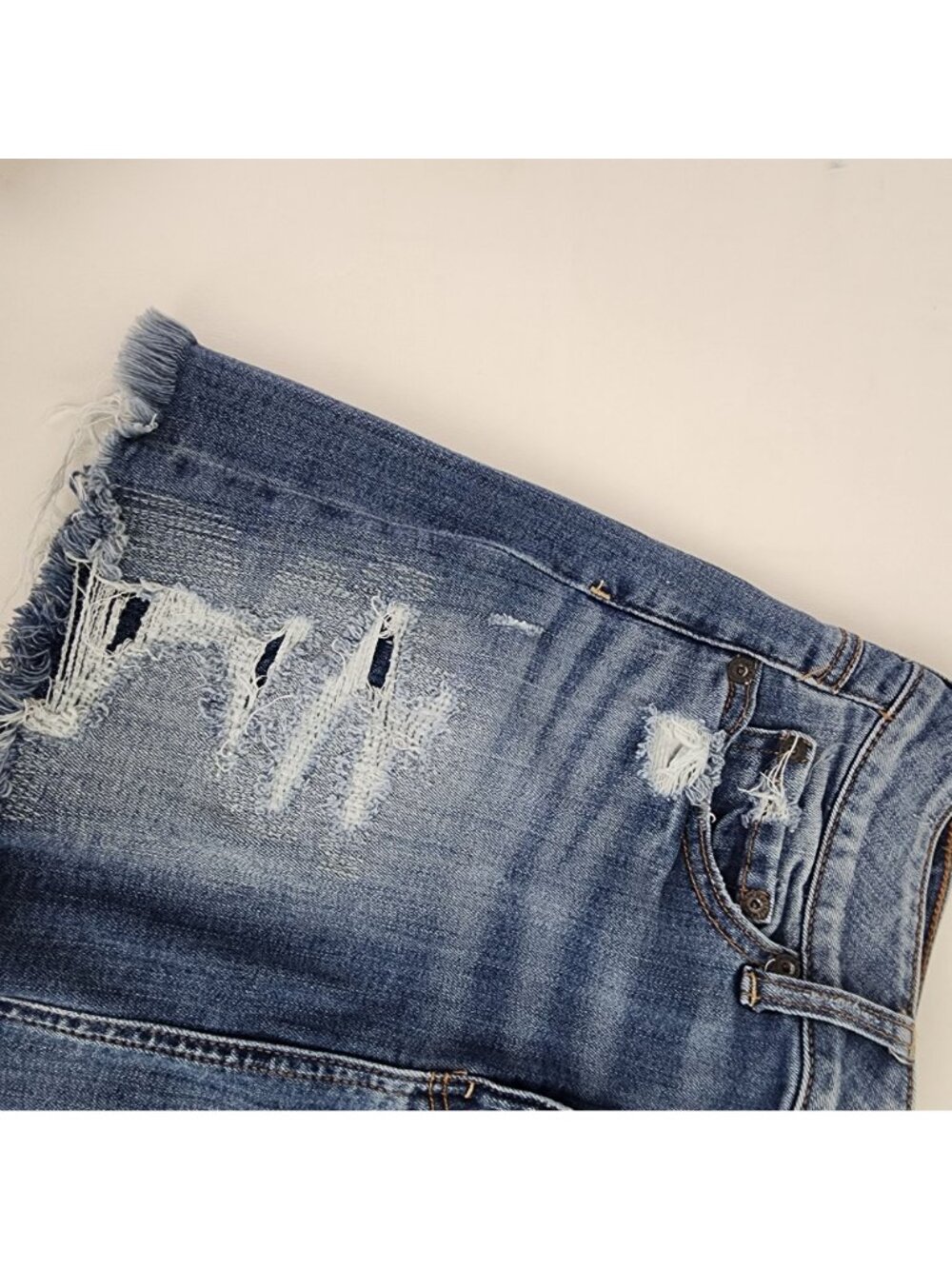 American Eagle Outfitters Super Stretch Distressed Denim Skirt Size 2 Denim - Picture 6 of 11